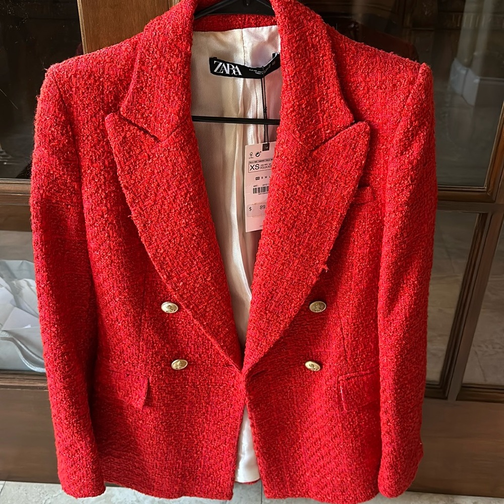 Red zara blazer